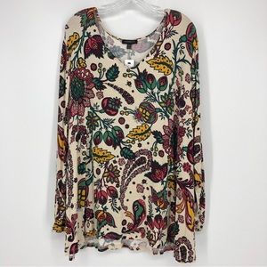 NWT Lane Bryant Cold Shoulder Long Sleeve Blouse Plus Size 26 28 Paisley Floral